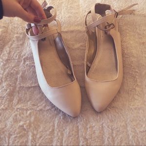 Pointed toe strap blush/nude flat Charlotte Russe